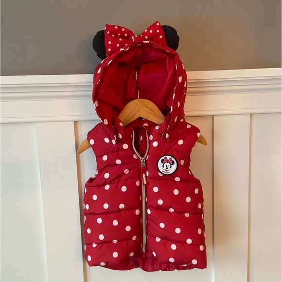 H&M Minnie Mouse Puffer Vest with Hood Ears - Picture 1 of 6